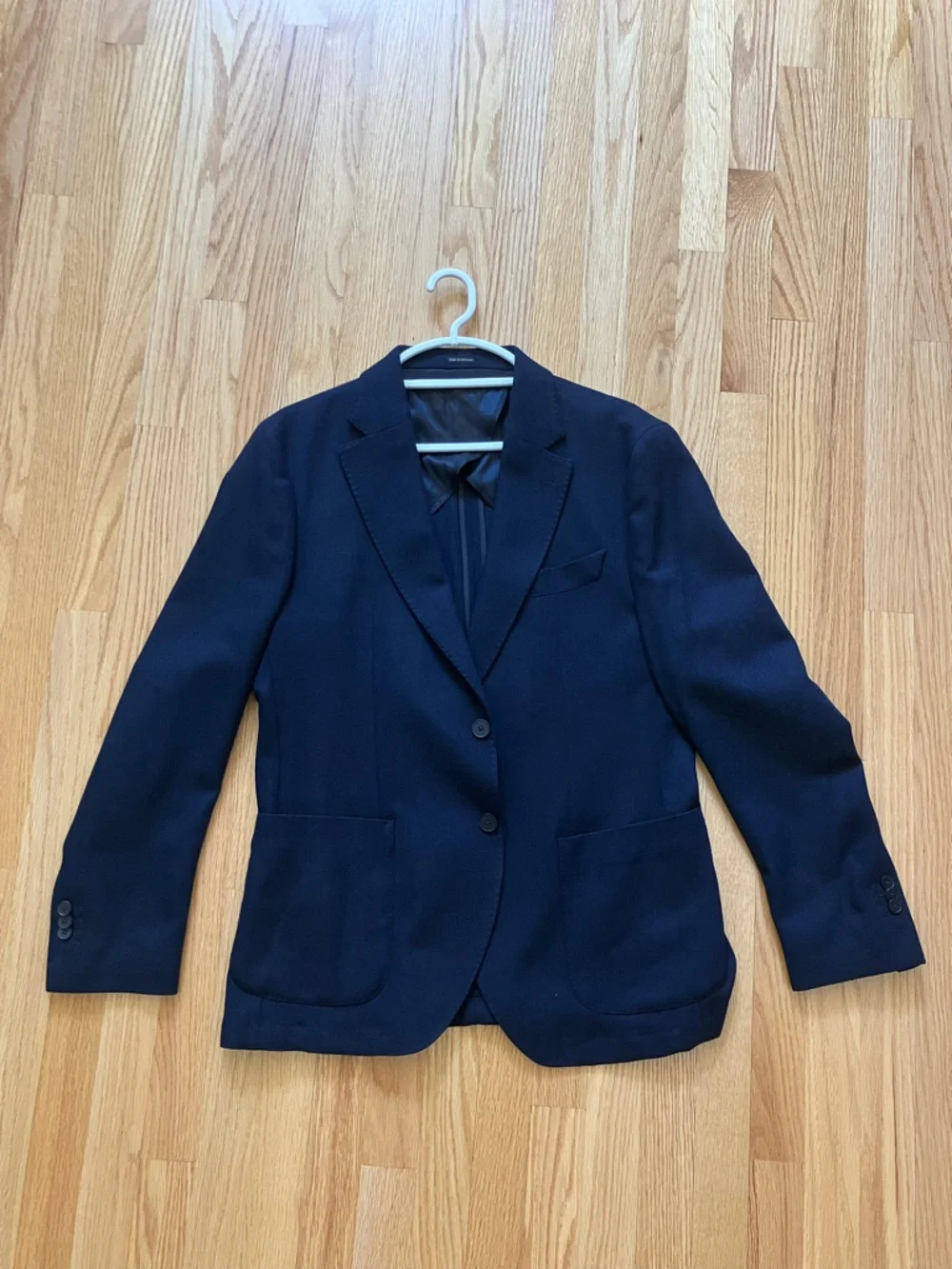 Massimo Dutti Navy Two-Button Textured Blazer - Picture 2 of 5